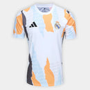Camisa Real Madrid 25/26 Pré Jogo Adidas Masculina - Branco+Laranja